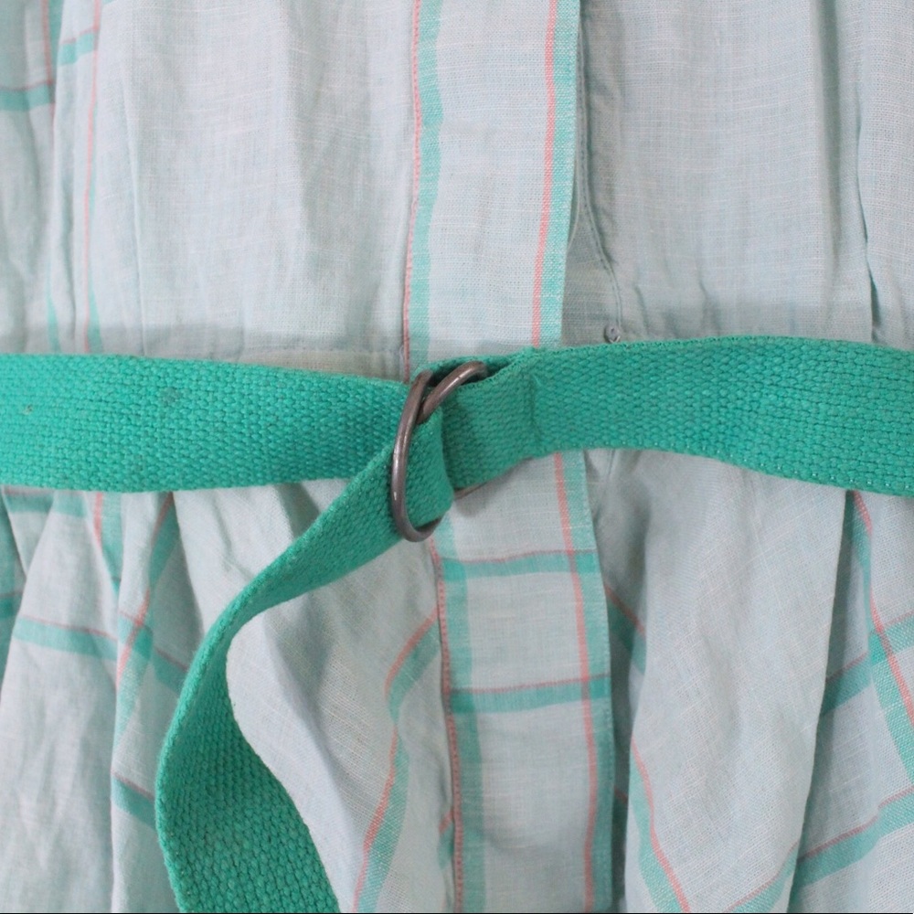 SOLD! Vintage 80s Liz Claiborne Green Plaid  Dress - Picture 3 of 8